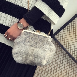 Fux Fur Plain Chain Suorakulmio Crossbody Laukut