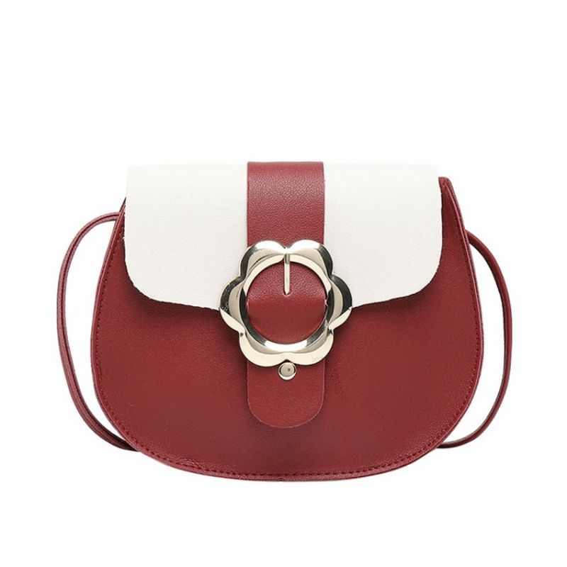 Korean Color Block Pu-Satula Crossbody Laukut