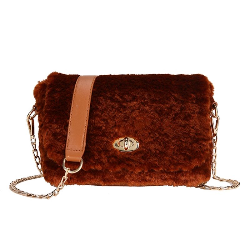 Lukitse Tavalliset Velour Suorakaiteen Muotoiset Crossbody-Laukut