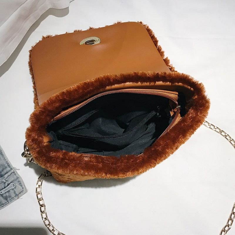 Lukitse Tavalliset Velour Suorakaiteen Muotoiset Crossbody-Laukut