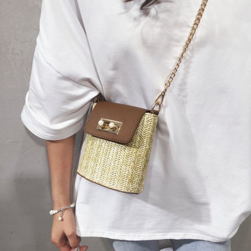 Patchwork Chain Grass Suorakulmion Crossbody Pussit