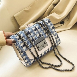 Plaid Lock Pu-Suorakulmio Crossbody Laukut