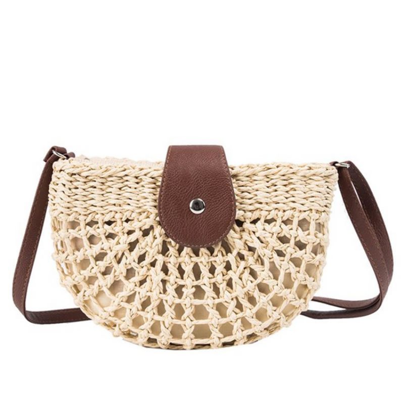 Plain Grass Neulottu Satula Crossbody Laukku