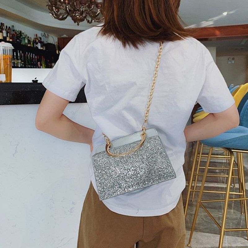 Plain Sequins Pu-Suorakulmio Crossbody Laukut