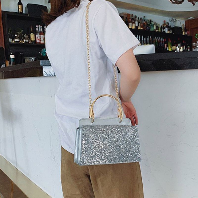 Plain Sequins Pu-Suorakulmio Crossbody Laukut