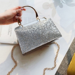 Plain Sequins Pu-Suorakulmio Crossbody Laukut