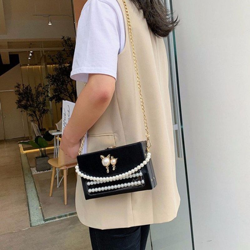 Pu Beads Flap Crossbody Laukut