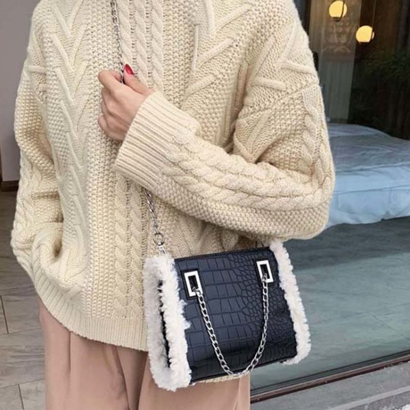 Pu Chain Alligator Rectangle Naisten Crossbody Laukut