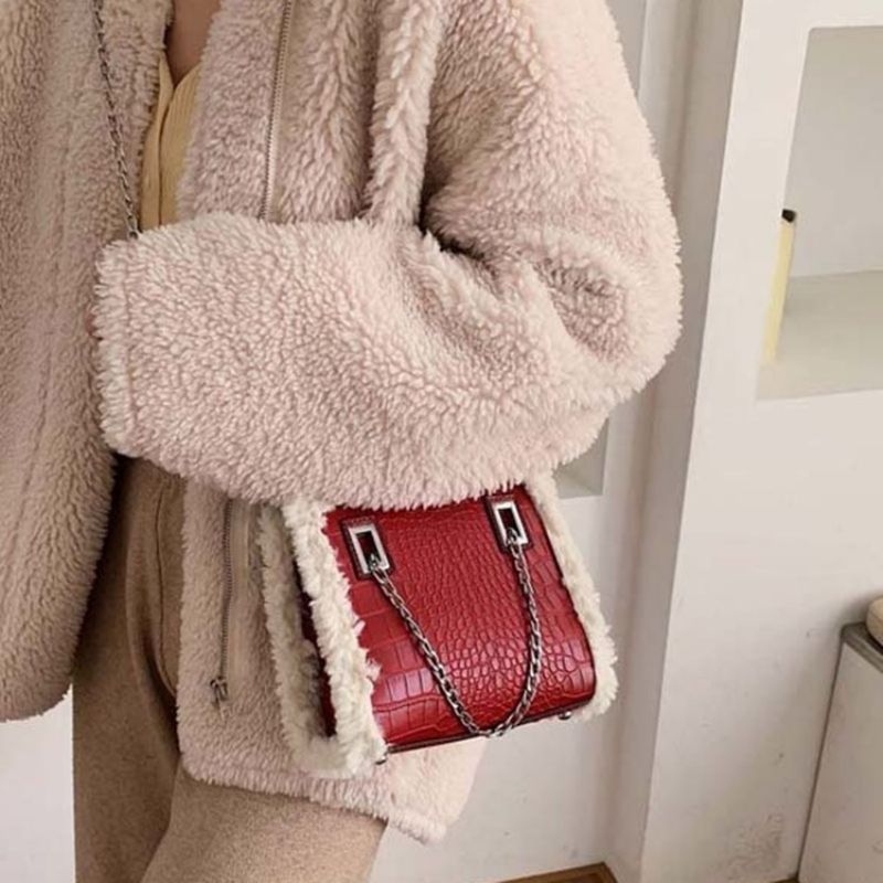 Pu Chain Alligator Rectangle Naisten Crossbody Laukut