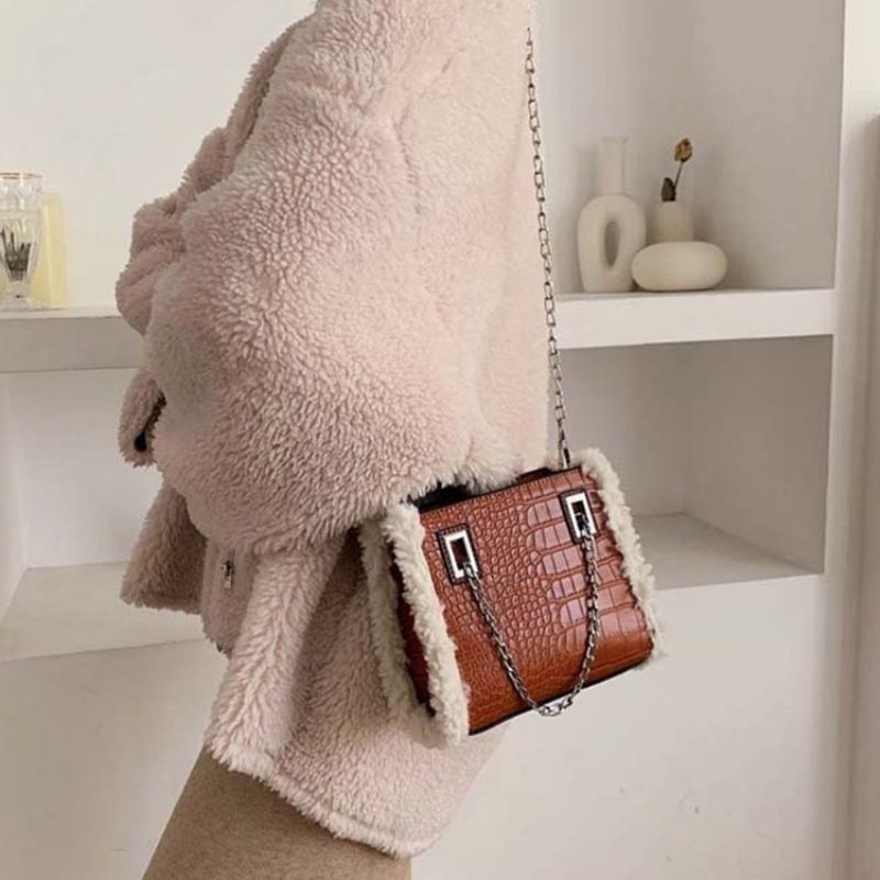 Pu Chain Alligator Rectangle Naisten Crossbody Laukut