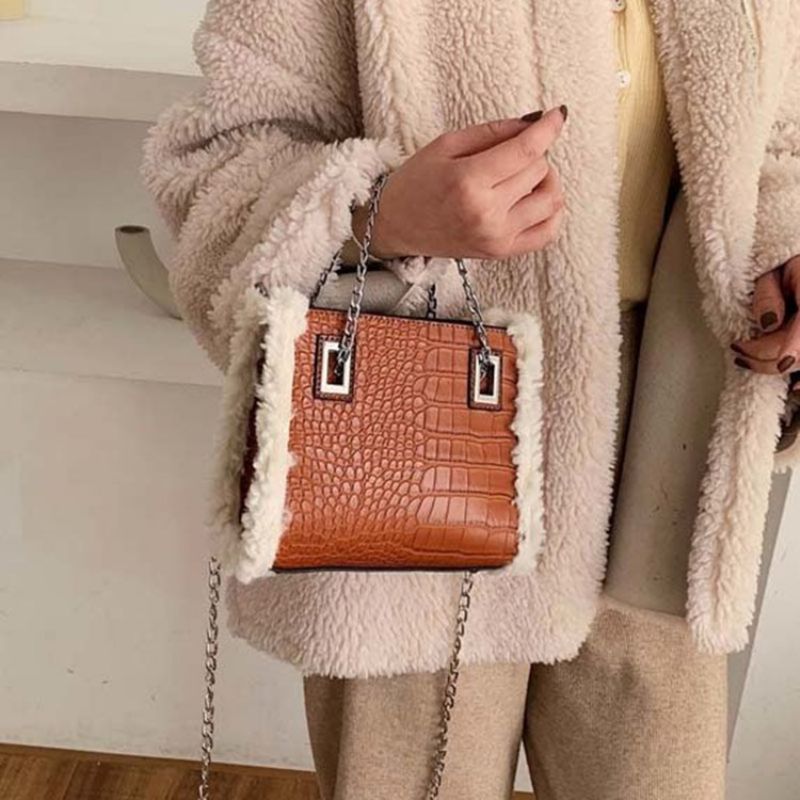 Pu Chain Alligator Rectangle Naisten Crossbody Laukut