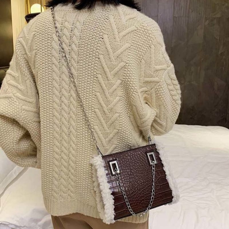 Pu Chain Alligator Rectangle Naisten Crossbody Laukut