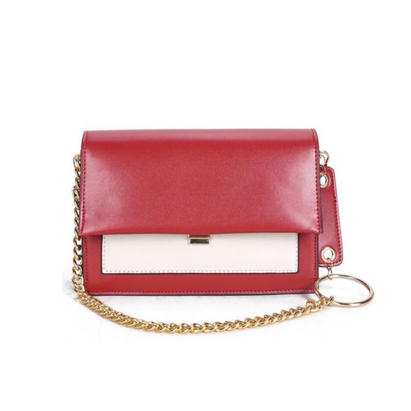 Pu Color Block Chain Suorakulmio Crossbody Laukut