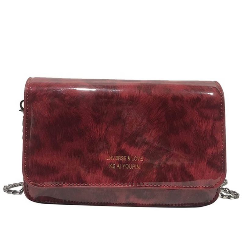 Pu-Ketju Leopard Print Crossbody Laukku