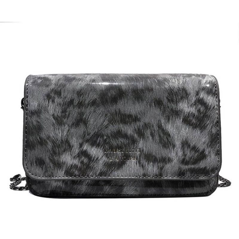 Pu-Ketju Leopard Print Crossbody Laukku