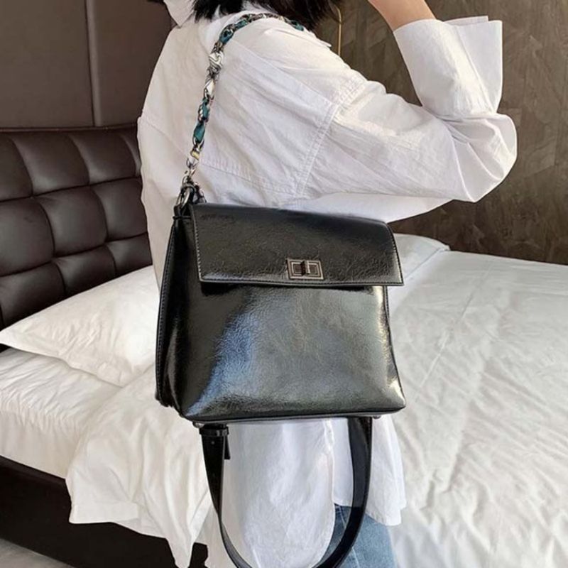 Pu-Kierre Tavalliset Suorakaiteen Muotoiset Crossbody-Laukut