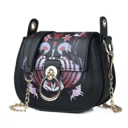 Pu Lock Sarjakuva Satula Crossbody Laukut