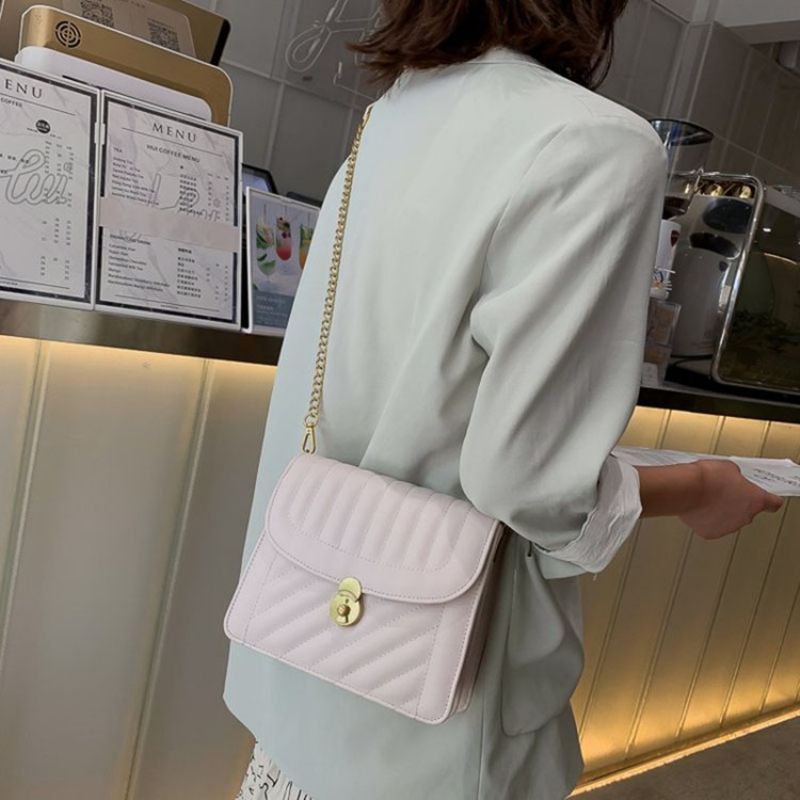 Pu-Lukitusketju Suorakulmio Crossbody Laukut