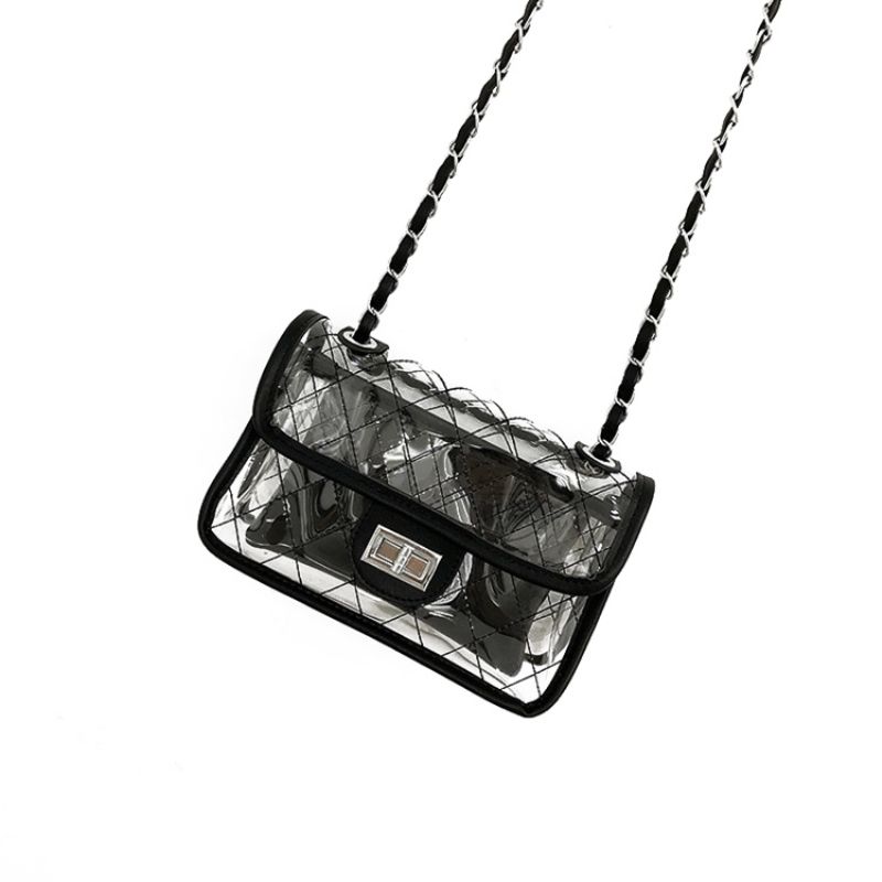 Pu Plaid Chain Spring Flap Crossbody Laukut