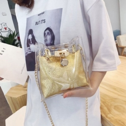 Pu Plain Chain Square Crossbody Laukut