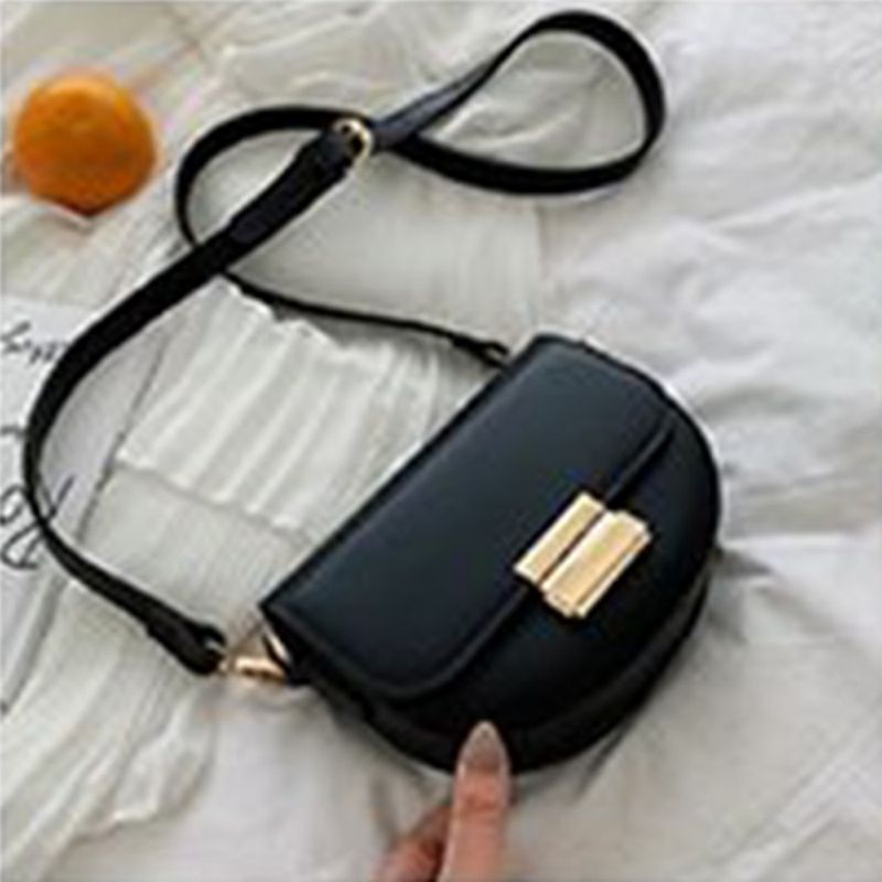 Pu Plain Lock Satula Crossbody Ba