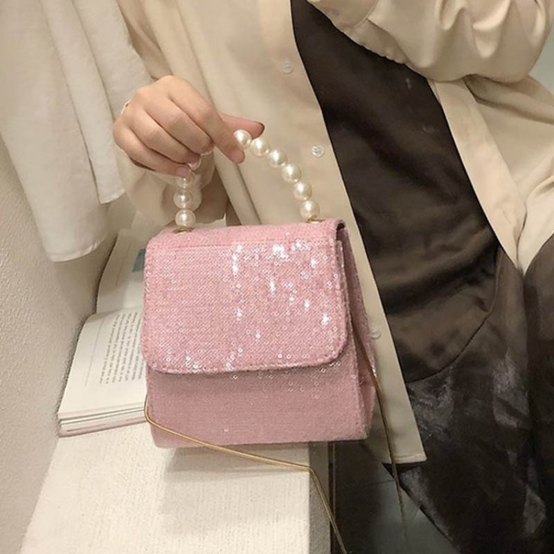 Pu Sequins Plain Paillette Crossbody Laukku