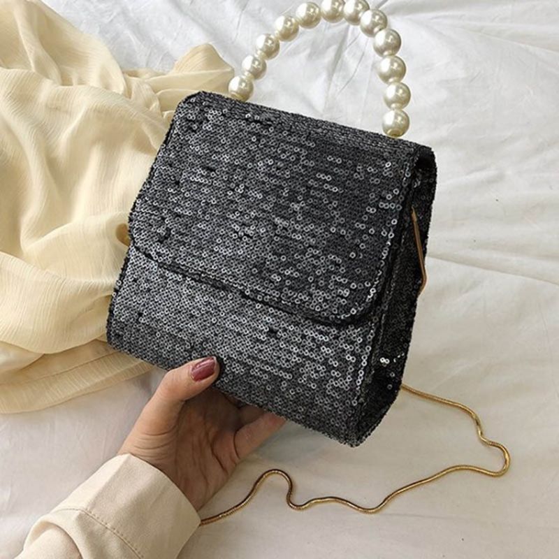 Pu Sequins Plain Paillette Crossbody Laukku