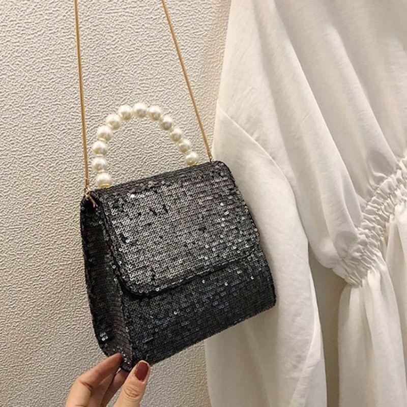 Pu Sequins Plain Paillette Crossbody Laukku