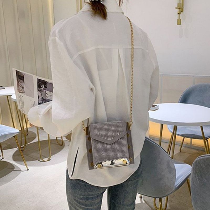 Pu Tekojalokiviketju Suorakulmio Crossbody Laukut