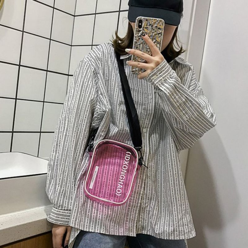 Pvc Letter Thread Flap Crossbody Laukut