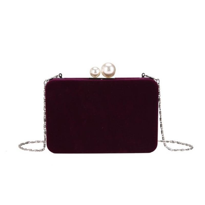 Tavallinen Velour Chain Flap Crossbody Laukku