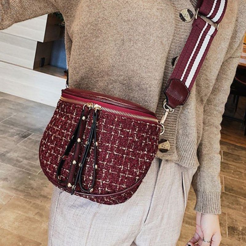 Villasekoituksia Plaid Thread Satula Crossbody Laukut