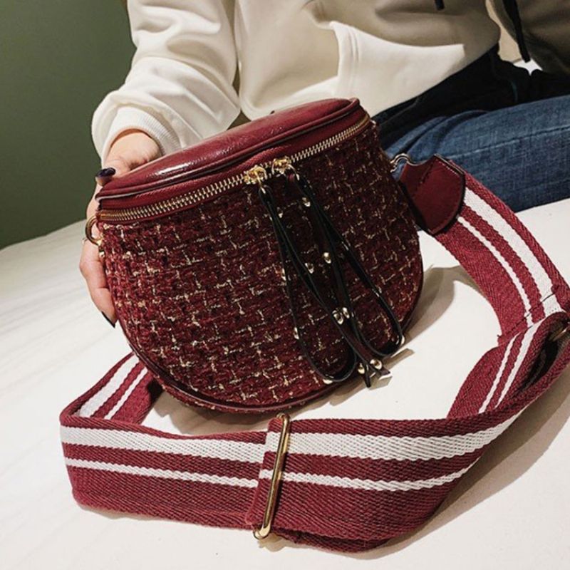 Villasekoituksia Plaid Thread Satula Crossbody Laukut