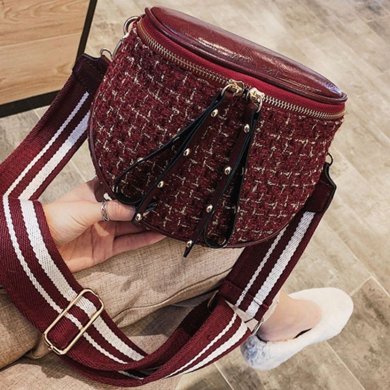 Villasekoituksia Plaid Thread Satula Crossbody Laukut