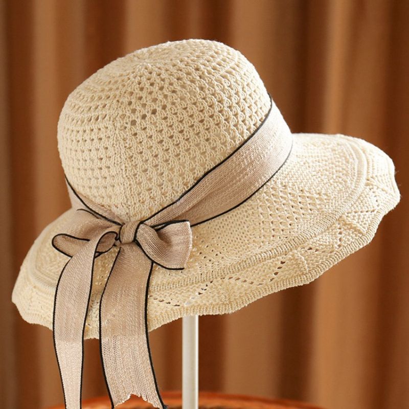 Bucket Lace Cotton Plain Fall Hat