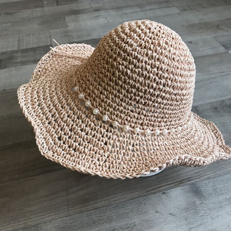 Olki Palmikoitu Artikkeli Pearl Summer Plain Hat