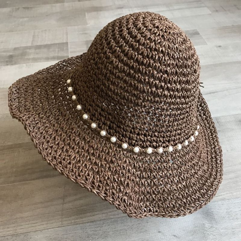 Olki Palmikoitu Artikkeli Pearl Summer Plain Hat