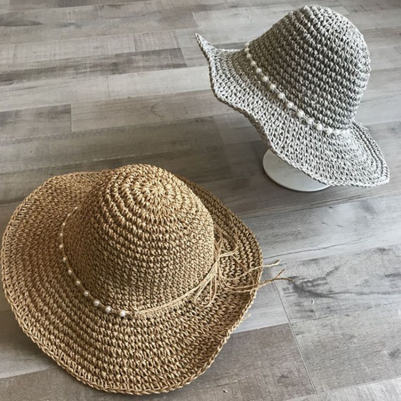 Olki Palmikoitu Artikkeli Pearl Summer Plain Hat