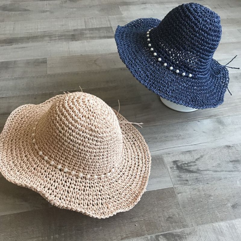 Olki Palmikoitu Artikkeli Pearl Summer Plain Hat