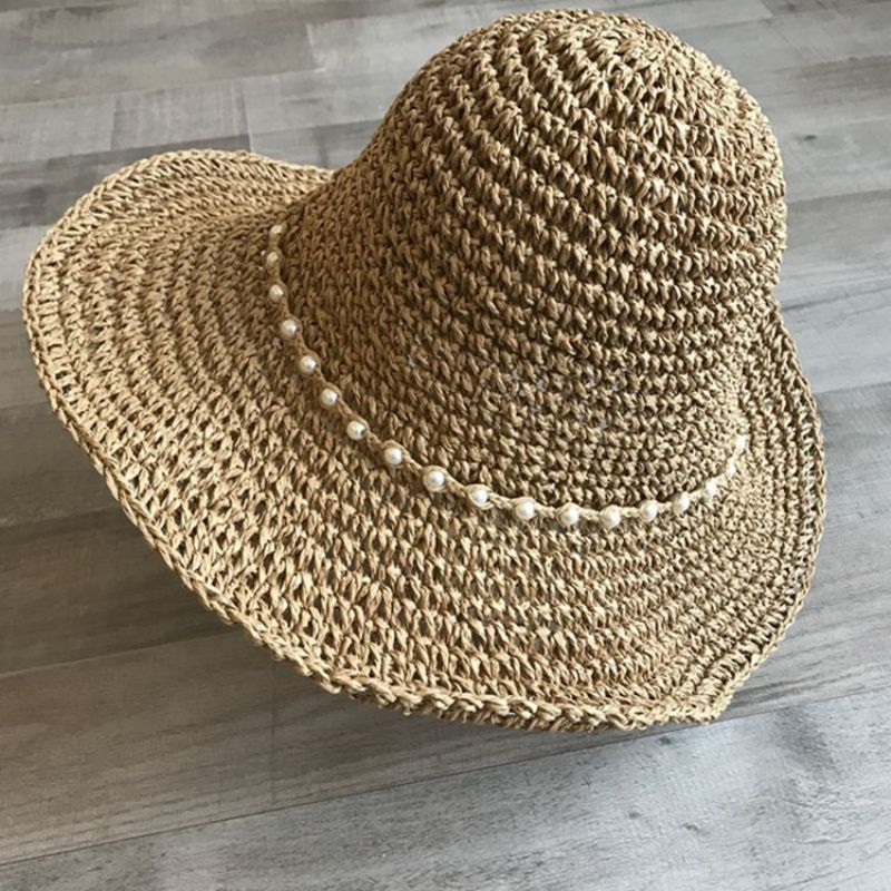 Olki Palmikoitu Artikkeli Pearl Summer Plain Hat