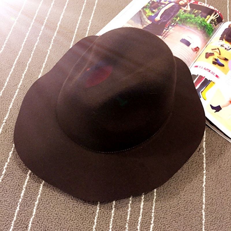 Villasekoitetta Fedora Hat Fall Plain hattuja