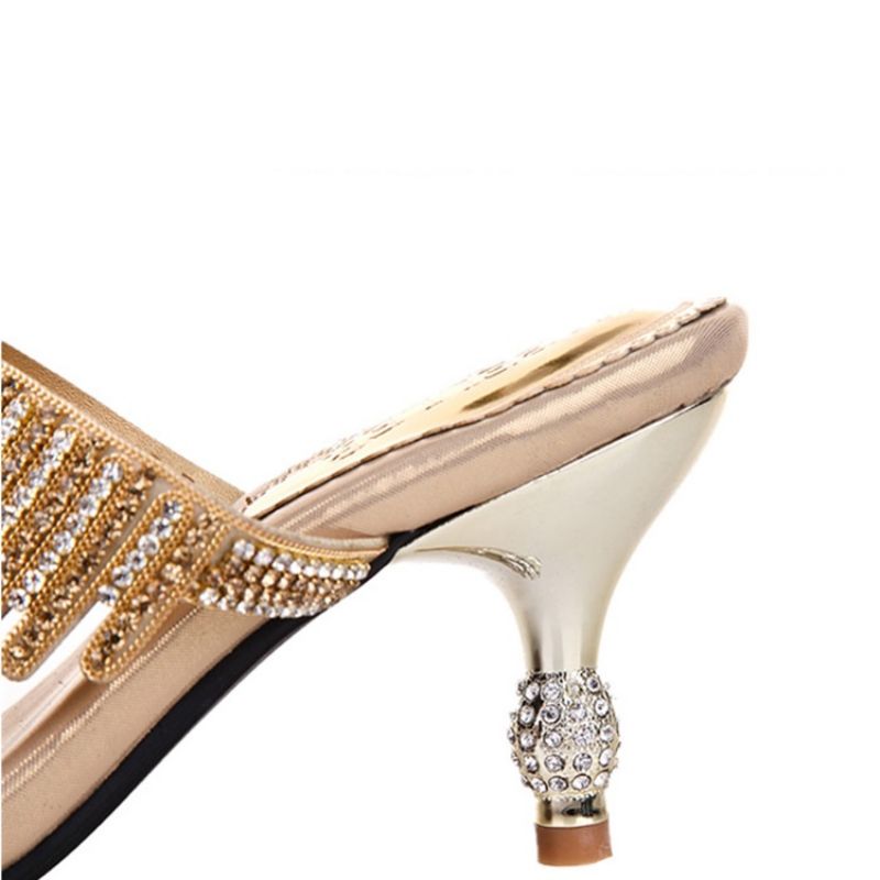 Rhinestone Thong Slip-On Spool Heel Mules Kengät