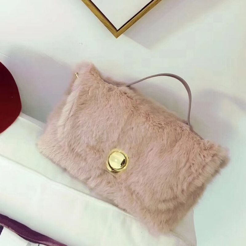 Faux Fur Lock Pelkkä Suorakulmio Kangaskassit