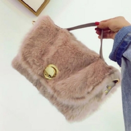 Faux Fur Lock Pelkkä Suorakulmio Kangaskassit