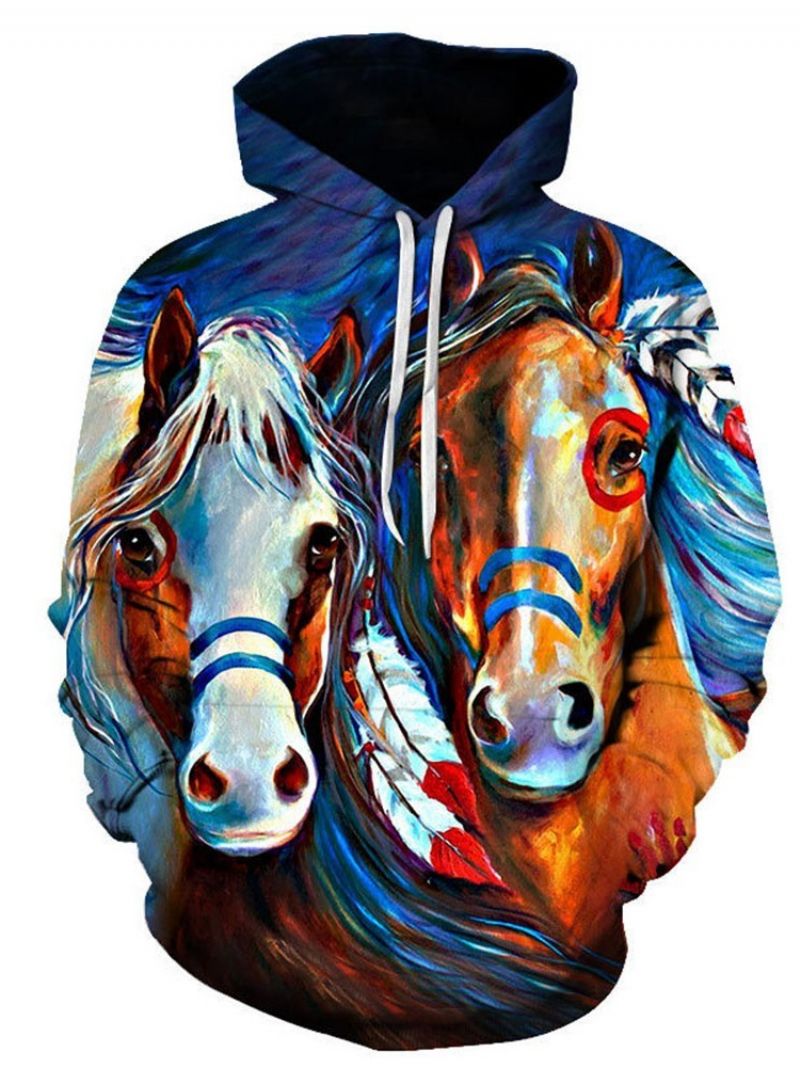 Print Animal Pullover Miesten Talvihupparit