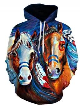 Print Animal Pullover Miesten Talvihupparit