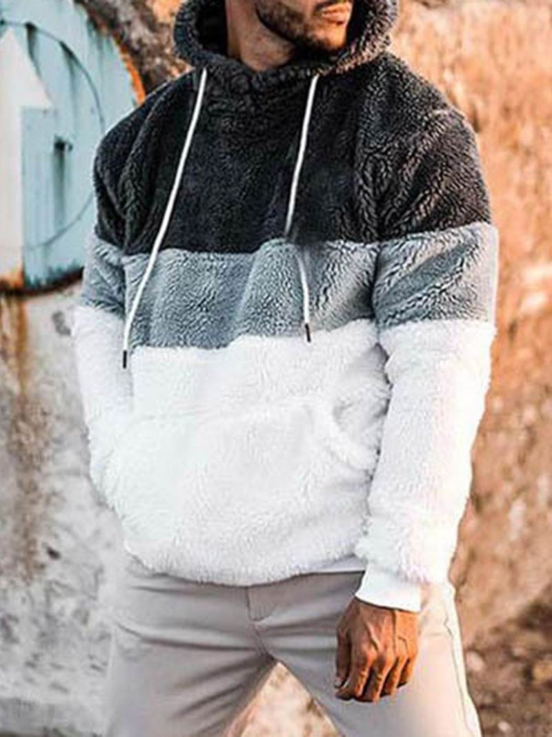 Pullover Color Block Pocket Pullover Loose Hoodies