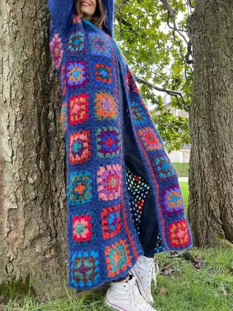 Patchwork Paksu Pitkähihainen Pitkä Neule