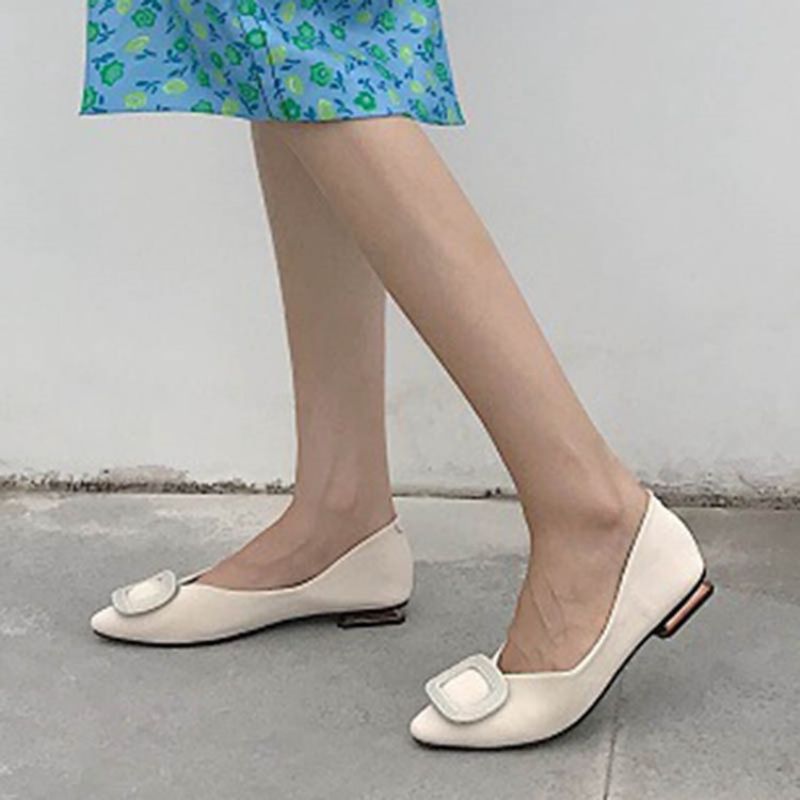 Pu Block Heel Slip-On Square Toe Naisten Tasaiset