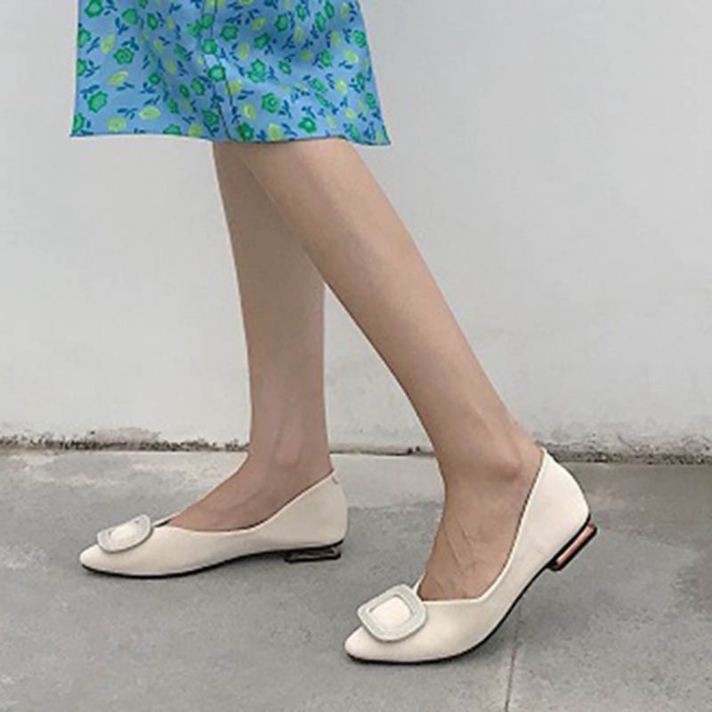 Pu Block Heel Slip-On Square Toe Naisten Tasaiset